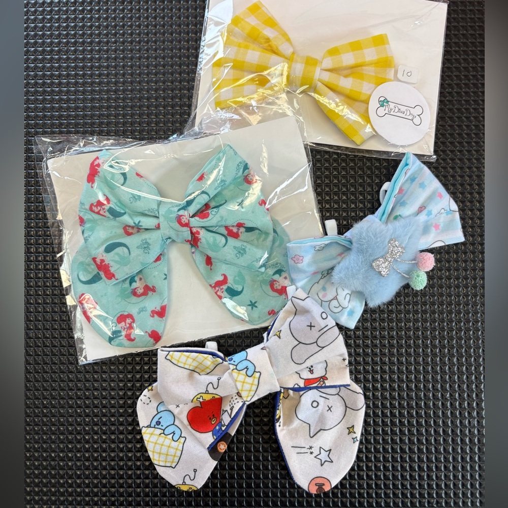 Pet collar bows and bowties destash lot for small dogs and cats NWT